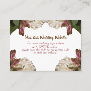 Tarjeta De Recepción Clásica Boda Blanca Floral RSVP