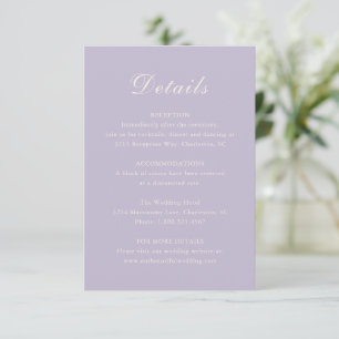 Tarjeta De Recepción Clásica Boda Elegante Lilac