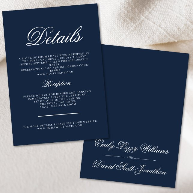 Tarjeta De Recepción Clásica caligrafía de elegancia naval (Subido por el creador)