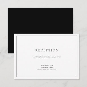Tarjeta de recepción clásica de boda blanca y negr