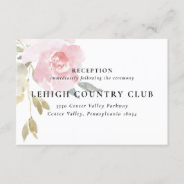 Tarjeta de recepción clásica de boda floral rosa