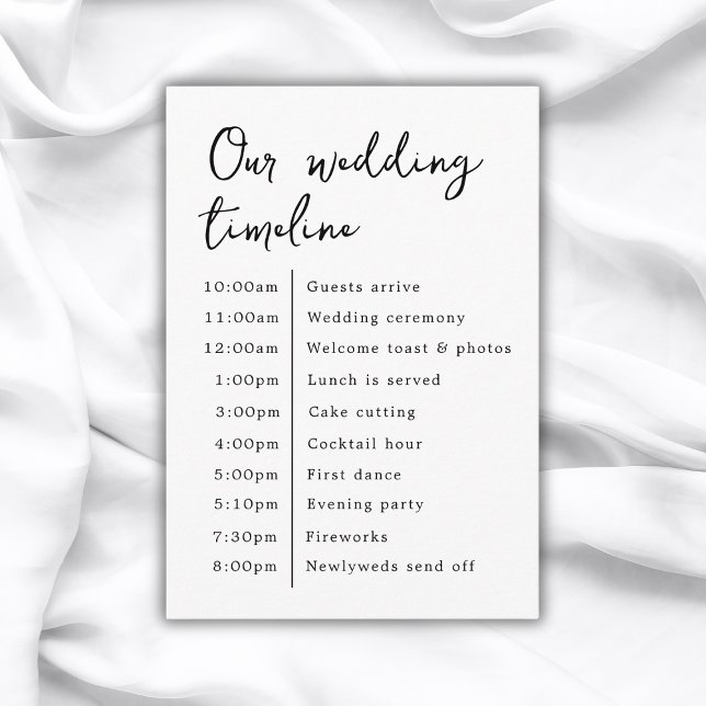 Tarjeta De Recepción Clásica elegancia Nuestra Cronología Boda (Classic Elegant Our Wedding Timeline Enclosure Card
)