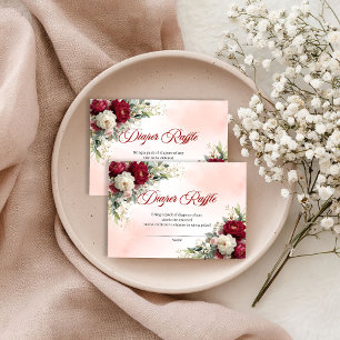 Tarjeta De Recepción Clásica Peonía Burgundy Oro Floral Diaper Rifa C