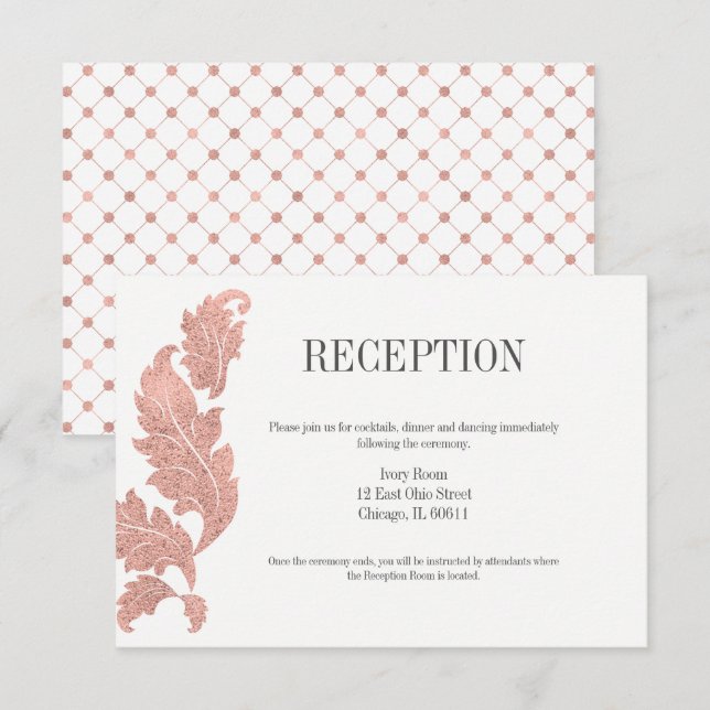 Tarjeta de recepción clásica Rosa Escudo de oro (Anverso / Reverso)