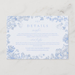 Tarjeta De Recepción Clásico azul blanco floral francés sobre para boda