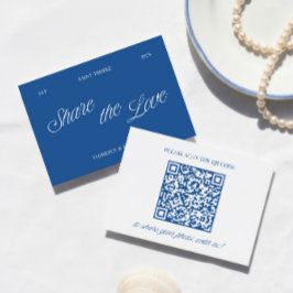 Tarjeta De Recepción Clásico Azul Comparte el Amor Código QR Foto de Bo