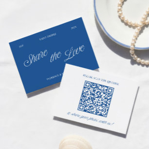 Tarjeta De Recepción Clásico Azul Comparte el Amor Código QR Foto de Bo
