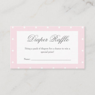 Tarjeta De Recepción Clásico Baby Pink Bow Baby Shower Diaper Raffle