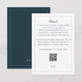 Tarjeta De Recepción Clásico Blanco Detalles de Boda Marina Código QR A