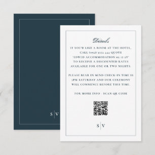 Tarjeta De Recepción Clásico Blanco Detalles de Boda Marina Código QR A