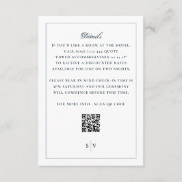 Tarjeta De Recepción Clásico Blanco Detalles de Boda Marina Código QR A