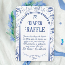 Tarjeta De Recepción Clásico Blue Floral Ornamet Diaper raffle