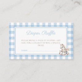 Tarjeta De Recepción Clásico Blue Plaid Rocke Horse Diaper Raffle
