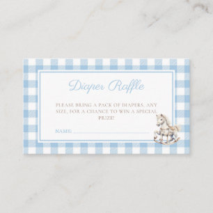 Tarjeta De Recepción Clásico Blue Plaid Rocke Horse Diaper Raffle