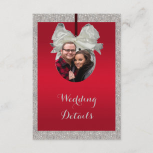 Tarjeta De Recepción Clásico Boda de Navidades de Ruby Red & Sparkle Ba