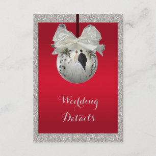 Tarjeta De Recepción Clásico Boda de Navidades rojos y espumosos bauble