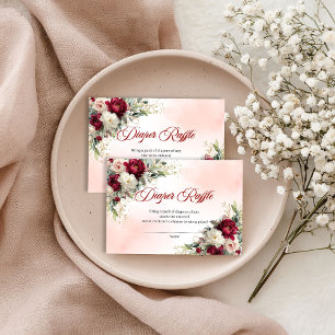 Tarjeta De Recepción Clásico Burgundy Gold Floral Boho Sorteo de Pañale