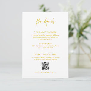 Tarjeta De Recepción Clásico código QR amarillo matrimonio elegante
