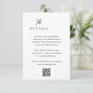 Tarjeta De Recepción Clásico código QR blanco y negro matrimonio elegan