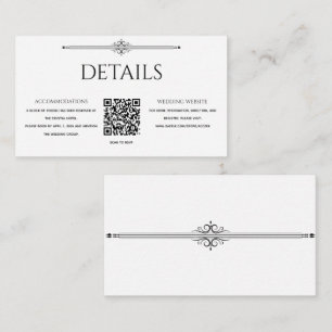 Tarjeta De Recepción Clásico código QR de boda vintage en blanco y negr