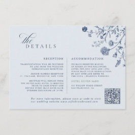 Tarjeta De Recepción Clásico código QR francés azul victoriano boda