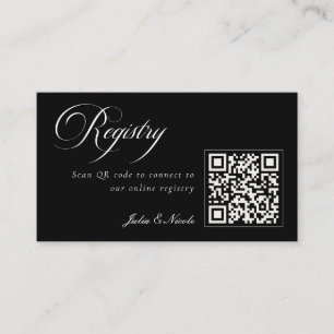 Tarjeta De Recepción Clásico Código QR Negro Marfil Registro de Boda