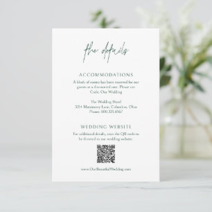 Tarjeta De Recepción Clásico código QR verde de bosque elegante Wedding