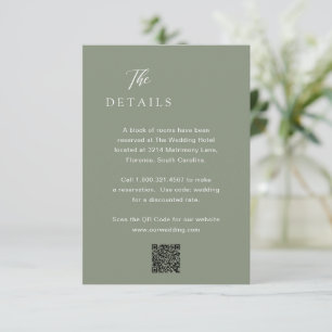 Tarjeta De Recepción Clásico código QR verde silenciado Elegante matrim