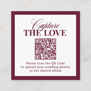 Tarjeta De Recepción Clásico de Lujo   Código QR Boda Captura el Amor