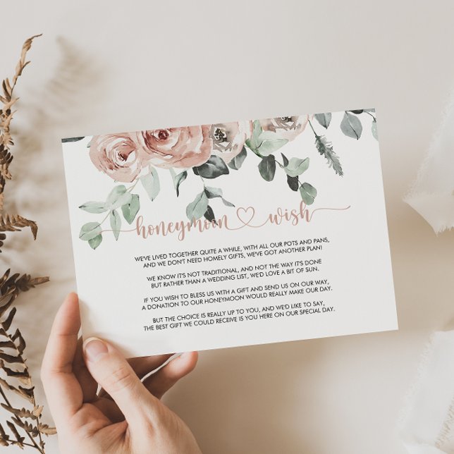 Tarjeta De Recepción Clásico Duste Rosa Floral Rosa de luna de miel Wis (Subido por el creador)