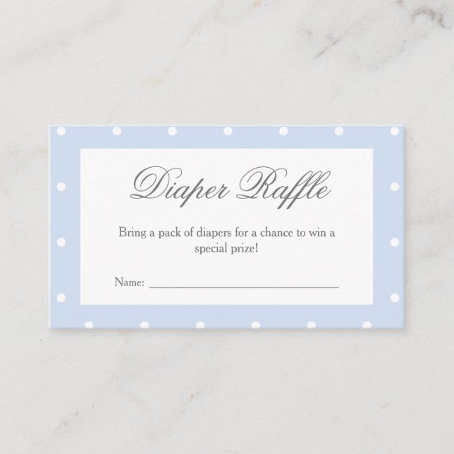 Tarjeta De Recepción Clásico Dusty Blue Bow Baby Shower Diaper Raffle (Anverso)