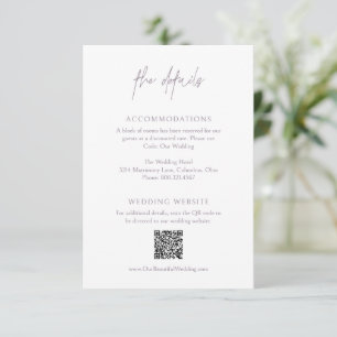 Tarjeta De Recepción Clásico Dusty Lilac Código QR Boda elegante