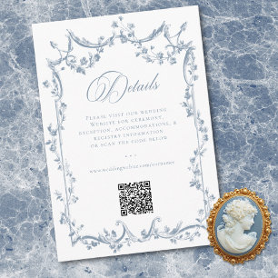 Tarjeta De Recepción Clásico Elegante Marco Floral Azul Polvoriento Bod