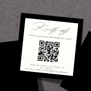 Tarjeta De Recepción Clásico elegante QR RSVP boda mini marfil