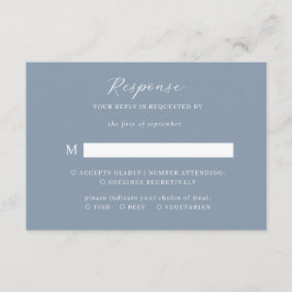 Tarjeta De Recepción Clásico Elegante Script Dusty Blue Wedding Rsvp