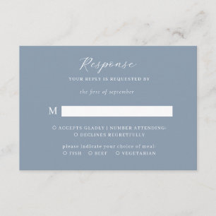 Tarjeta De Recepción Clásico Elegante Script Dusty Blue Wedding Rsvp