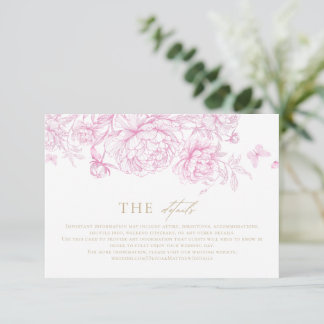 Tarjeta De Recepción Clásico Floral Francés Elegante Boda