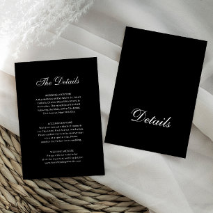 Tarjeta De Recepción Clásico Formal Negro   Detalles para Invitados de 