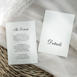 Tarjeta De Recepción Clásico Formal Negro y Blanco   Detalles de Boda