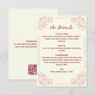 Tarjeta De Recepción Clásico Jardín Botánico Floral Boda Heredada 