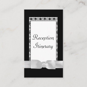 Tarjeta De Recepción Clásico Lace Blanco y Negro con Bow