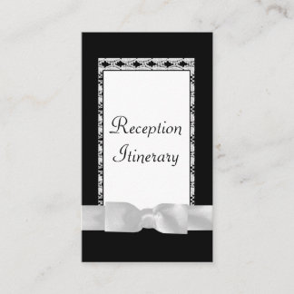 Tarjeta De Recepción Clásico Lace Blanco y Negro con Bow