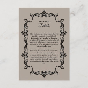 Tarjeta De Recepción Clásico Lino Marrón Taupe Bodas con Marco Ornament