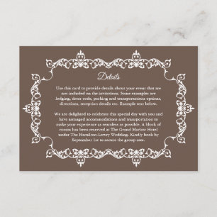 Tarjeta De Recepción Clásico marrón mocha cálido boda con marco ornamen