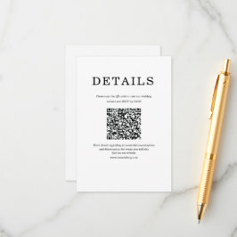 Tarjeta De Recepción Clásico Minimalista Qr simple Blanco y negro
