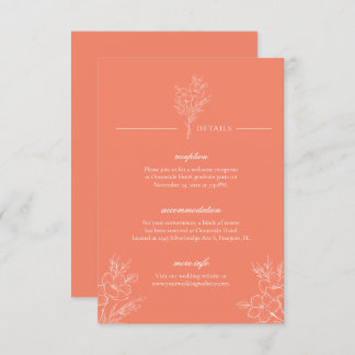Tarjeta De Recepción Clásico Moderno Boda de Coral Floral Elegante