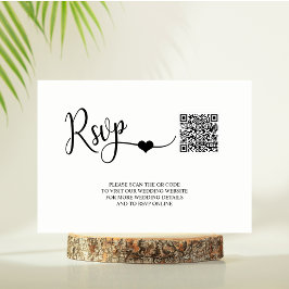 Tarjeta De Recepción Clásico Moderno de Boda Negra y Blanca RSVP Código