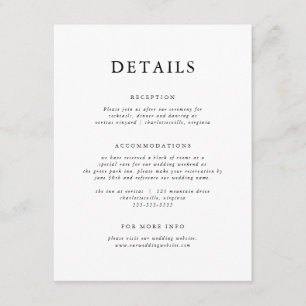 Tarjeta De Recepción Clásico Moderno Elegante en Blanco y Negro