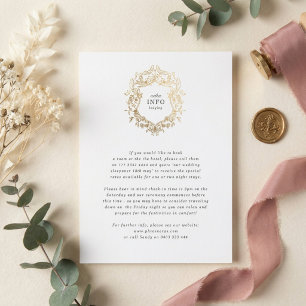 Tarjeta De Recepción Clásico Monograma de Bodas con Corona Floral