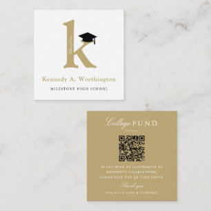 Tarjeta De Recepción Clásico Monograma Dorado 'K' Fondo de Graduación U